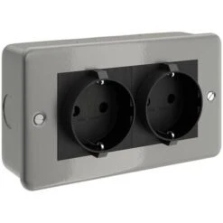 Caja De Pared De Metal Con Doble Enchufe Schuko Para Creative-Tube