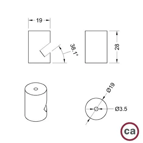 Descentralizador, Gancho En V De Techo O Pared En Madera Para Cable Eléctrico Textil Neutro 7 Descentralizador, Gancho En V De Techo O Pared En Madera Para Cable Eléctrico Textil Neutro - Imagen 5