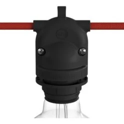 Eiva-2, Portalámparas De Exterior Con Doble Salida IP65, Casquillo E27 Negro