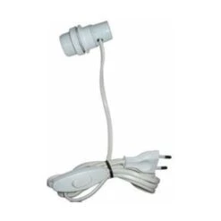 Adaptador Para Bombilla De 27 Botellas, Con Interruptor Y Enchufe 2x0,75 A 1,5m, Blanco Electraline