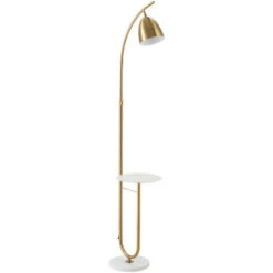 HOMCOM Lámpara De Pie Vintage Con Mesa Auxiliar Casquillo E27 Máx. 40W Y Interruptor De Pie Para Salón Dormitorio Estudio 30x44x177 Cm