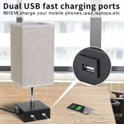 Lámpara De Mesita De Noche Táctil Regulable Con 2 USB Con Bombilla E27 Lámpara De Mesa Con Pantalla De Tela Beige Para Mesita De Noche Bar Dormitorio Sala De Estar Hotêl Café Habitación Infantil Sala 9 Lámpara De Mesita De Noche Táctil Regulable Con 2 USB Con Bombilla E27 Lámpara De Mesa Con Pantalla De Tela Beige Para Mesita De Noche Bar Dormitorio Sala De Estar Hotêl Café Habitación Infantil Sala -Trio Ventas 46677420 3