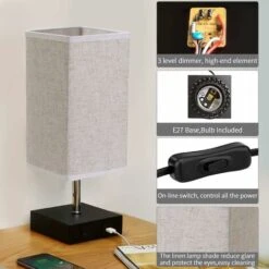 Lámpara De Mesita De Noche Táctil Regulable Con 2 USB Con Bombilla E27 Lámpara De Mesa Con Pantalla De Tela Beige Para Mesita De Noche Bar Dormitorio Sala De Estar Hotêl Café Habitación Infantil Sala 10 Lámpara De Mesita De Noche Táctil Regulable Con 2 USB Con Bombilla E27 Lámpara De Mesa Con Pantalla De Tela Beige Para Mesita De Noche Bar Dormitorio Sala De Estar Hotêl Café Habitación Infantil Sala -Trio Ventas 46677420 4