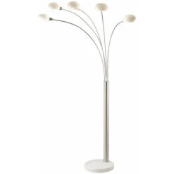 Lámpara De Pie Foco De Vidrio Regulable Lámpara De Pie Dimmer Lámpara De Pie Sala De Estar Moderna, Base De Mármol, 5x E14, L X An X Al 110 X 140 X 210 Cm