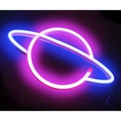 Letreros De Luz De Planeta - LED Planet Neon Pink / Blue Planet Letreros De Neón Luces De Pared, Batería O Decoración De Luz De Planeta Para El Hogar, La Habitación De Los Niños, El Bar, La Fiesta, La