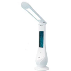 Lámpara LED De Mesa Con Reloj. Color Blanco.