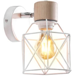 Lámpara Pared Industrial Vintage Aplique De Pared Hierro Forjado Rústico Cocina Bar Restaurante Sala Estar Café Loft E27 Blanco