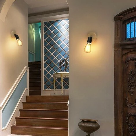 Lámpara De Pared Interior De Madera Vintage Industrial Retro 180 ° Lámpara De Pared Giratoria E27 Apliques Para Dormitorios, Salas De Estar, Escaleras, Pasillo (juego De 2) 7 Lámpara De Pared Interior De Madera Vintage Industrial Retro 180 ° Lámpara De Pared Giratoria E27 Apliques Para Dormitorios, Salas De Estar, Escaleras, Pasillo (juego De 2) - Imagen 5