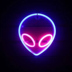 Alien Neon Signs Letrero De Neón LED Para Pared, Luces De Neón Rosa Azul Para Habitación De Niños, Dormitorio, Tienda De Hotel, Restaurante, Juego, Oficina, Arte De Pared, Decoración, Letrero Para Fie