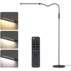 Hengda 12W LED Lampara De Pie Con Cuello Flexible Y Control Remoto, Diseño Moderno Bajo Consumo Luz De Piso Con 4 Temperaturas De Color Y 4 Brillo Ajustable Para Salon Dormitorio Estudio Leer