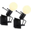 2X Lámpara De Pared Con Forma De Persona Apliques De Pared Creativa Vívida Lustre Infantil Moderna Para Habitación De Niños, Dormitorio, Pasillo, Restaurante, Cocina Negro