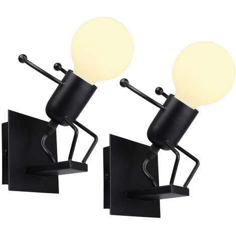 2X Lámpara De Pared Con Forma De Persona Apliques De Pared Creativa Vívida Lustre Infantil Moderna Para Habitación De Niños, Dormitorio, Pasillo, Restaurante, Cocina Negro 3 2X Lámpara De Pared Con Forma De Persona Apliques De Pared Creativa Vívida Lustre Infantil Moderna Para Habitación De Niños, Dormitorio, Pasillo, Restaurante, Cocina Negro