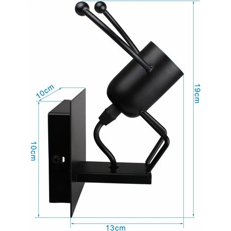 2X Lámpara De Pared Con Forma De Persona Apliques De Pared Creativa Vívida Lustre Infantil Moderna Para Habitación De Niños, Dormitorio, Pasillo, Restaurante, Cocina Negro 6 2X Lámpara De Pared Con Forma De Persona Apliques De Pared Creativa Vívida Lustre Infantil Moderna Para Habitación De Niños, Dormitorio, Pasillo, Restaurante, Cocina Negro - Imagen 4