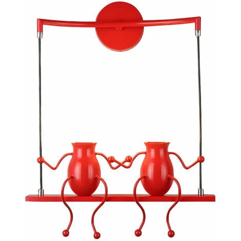 Lámpara De Pared Creativa De Doble Cabeza Apliques De Pared De Arte De Persona Lámpara De Pared Con Estilo Moderno Para Dormitorio Bar Cafetería Oficina Rojo 3 Lámpara De Pared Creativa De Doble Cabeza Apliques De Pared De Arte De Persona Lámpara De Pared Con Estilo Moderno Para Dormitorio Bar Cafetería Oficina Rojo
