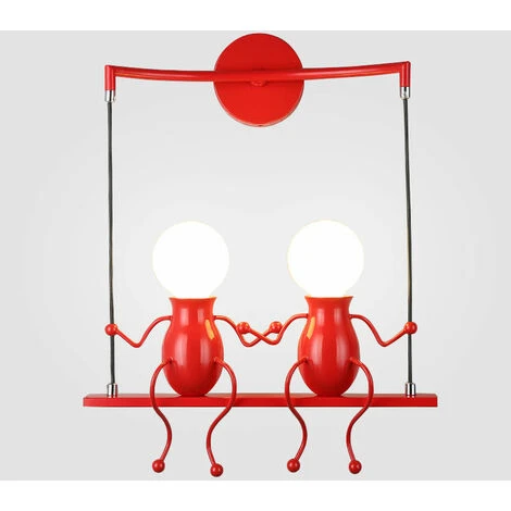 Lámpara De Pared Creativa De Doble Cabeza Apliques De Pared De Arte De Persona Lámpara De Pared Con Estilo Moderno Para Dormitorio Bar Cafetería Oficina Rojo 5 Lámpara De Pared Creativa De Doble Cabeza Apliques De Pared De Arte De Persona Lámpara De Pared Con Estilo Moderno Para Dormitorio Bar Cafetería Oficina Rojo - Imagen 3