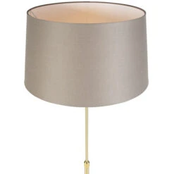 QAZQA Rústico Lámpara De Pie Oro/latón Pantalla Lino Visón 45cm - PARTE Acero /Textil Alargada /Cilíndra /Redonda Adecuado Para LED Max. 1 X 60 Watt -Trio Ventas 51938307 3