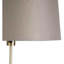 QAZQA Rústico Lámpara De Pie Oro/latón Pantalla Lino Visón 45cm - PARTE Acero /Textil Alargada /Cilíndra /Redonda Adecuado Para LED Max. 1 X 60 Watt -Trio Ventas 51938307 4