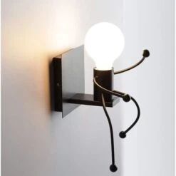 Aplique De Pared Retro Creativo Lámpara De Pared Industrial Vintage Para Interiores Lámpara De Pared De Hierro Art Deco E27 Base Para Bar, Dormitorio, Cocina, Restaurante, Cafetería, Pasillo (negro)