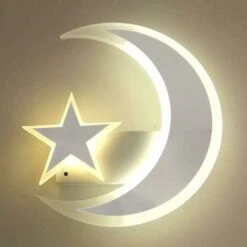 Lámpara De Pared Moderna Elegante, Lámpara De Pared Creativa De Estrella Luna, Apliques De Pared Simple Nórdico, Luz De Pared Para Bebé Bonita, Blanco Cálido