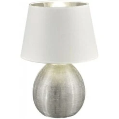 Lámpara De Sobremesa Reality Luxor Ø 24 Cm. Salón Y Dormitorio. Estilo Moderno. Cerámica. Color Plata