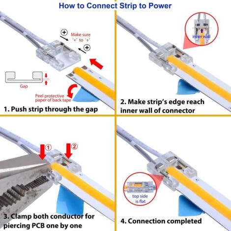 Conector Con Cable Para Empalme De Tira LED 10mm 4 Conector Con Cable Para Empalme De Tira LED 10mm - Imagen 2