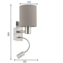 Lámpara De Pared 38 Cm Eglo Taupe Y Níquel Mate 1xE27/40W+LED/3,5W Taupe Y Níquel Mate -Trio Ventas 53345670 4
