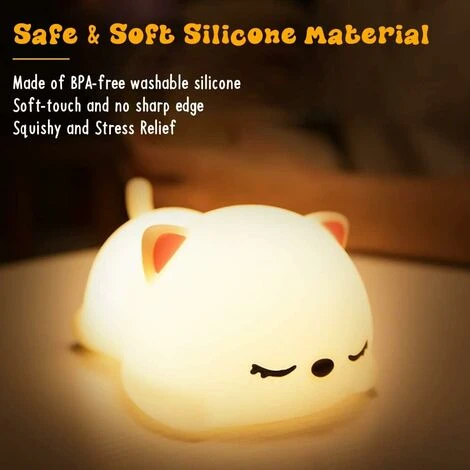 Luz De Noche Portátil Para Niños, Lámpara De Gato De Silicona LED De 7 Colores, Lámpara De Habitación De Bebé, Lámpara De Cambio De Color Linda Recargable Por USB, Regalo De Cumpleaños De Navidad 6 Luz De Noche Portátil Para Niños, Lámpara De Gato De Silicona LED De 7 Colores, Lámpara De Habitación De Bebé, Lámpara De Cambio De Color Linda Recargable Por USB, Regalo De Cumpleaños De Navidad - Imagen 4