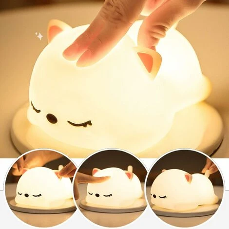 Luz De Noche Portátil Para Niños, Lámpara De Gato De Silicona LED De 7 Colores, Lámpara De Habitación De Bebé, Lámpara De Cambio De Color Linda Recargable Por USB, Regalo De Cumpleaños De Navidad 7 Luz De Noche Portátil Para Niños, Lámpara De Gato De Silicona LED De 7 Colores, Lámpara De Habitación De Bebé, Lámpara De Cambio De Color Linda Recargable Por USB, Regalo De Cumpleaños De Navidad - Imagen 5