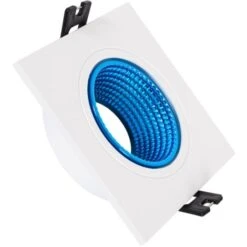 Aro Downlight Cuadrado Basculante De Colores Para Bombilla LED GU10 / GU5.3 Corte Ø80 Mm Azul.