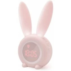 Bonito Reloj Despertador De Inducción Con Forma De Conejo Con Pantalla Automática De Hora/fecha/temperatura