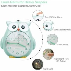 Despertador Infantil Sin Ruido De Tictac Con Luz Nocturna, Función De Repetición Y Alarma Fuerte, Funciona Con Pilas -Trio Ventas 56529387 5