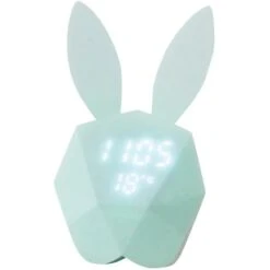 Reloj Despertador Modelo Conejo Control De Voz Inteligente Carga USB Pequeña Luz Azul