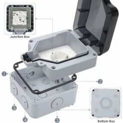 Enchufe A Prueba De Agua IP66 Con Interruptor Y Caja De Conexiones A Prueba De Agua, Toma De Corriente De Pared A Prueba De Polvo Para Exteriores Betterlife Para Cocina, Baño, Garaje, Piscina Y Jardín -Trio Ventas 56885764 4