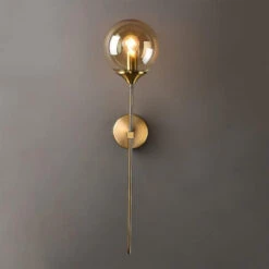 Aplique De Pared Industrial Vintage, Lámpara De Pared Interior LED, Lámpara De Noche E14 Golde, Apliques De Bola De Cristal ámbar Para Dormitorio, Sala De Estar, Pasillo, Comedor (ámbar)