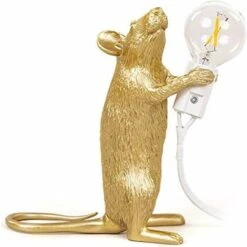 Mini Lámpara De Mesa Lámpara De Mesa Dorada Animal Ratón Lámpara Nórdica Creativa Sala De Estar Comedor Dormitorio Tienda De Ropa E12 Iluminación
