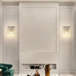 Aplique De Pared De Cristal K9 Moderno Lámpara De Pared De Cristal Interior Acabado Cromado Base De Lámpara E14 De Acero Inoxidable Para Dormitorio Sala De Estar Pasillo Escalera Habitación De Niña [C -Trio Ventas 57219259 3
