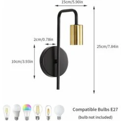 Pack De 2 Apliques De Pared Vintage, Lámpara De Pared Industrial Para Interiores, Foco De Pared De Hierro Retro Para Barra De Pasillo De Dormitorio, E27, IP20, Negro, Sin Bombilla [Clase De Eficiencia -Trio Ventas 57318337 5