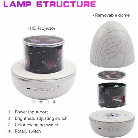 Lámpara De Proyector De Cielo Estrellado LED, Luz Nocturna Para Niños, Lámpara Recargable De Estrellas Para Bebés Con 6 Bombillas Intercambiables Para Fiesta De Baby Shower 5 Lámpara De Proyector De Cielo Estrellado LED, Luz Nocturna Para Niños, Lámpara Recargable De Estrellas Para Bebés Con 6 Bombillas Intercambiables Para Fiesta De Baby Shower - Imagen 3