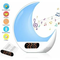 Reloj Despertador Para Niños Con Control Remoto, Reloj Despertador Iluminado Con Control Táctil/simulación De Amanecer/atardecer Y Función De Repetición, 7 Colores/7 Sonidos/reloj Despertador Con Radi