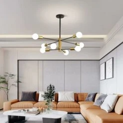 Lámpara Colgante, Lámpara De Araña Moderna Para Sala De Estar, Base E27 De 8 Luces De Oro Negro, Ajuste De Rotación De 360 ​​°, Lámpara De Araña De Metal Industrial Para Sala De Estar, Dormitorio, Com -Trio Ventas 58176756 4