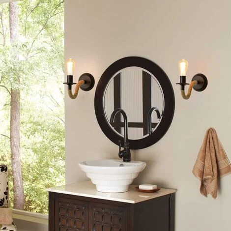 2 Paquetes De Apliques De Pared Vintage, Lámpara De Pared De Cuerda De Cáñamo, Luz De Pared Interior Retro E27 Para Pasillo, Loft, Dormitorio, Cafetería, Bar (sin Bombilla) 6 2 Paquetes De Apliques De Pared Vintage, Lámpara De Pared De Cuerda De Cáñamo, Luz De Pared Interior Retro E27 Para Pasillo, Loft, Dormitorio, Cafetería, Bar (sin Bombilla) - Imagen 4