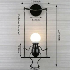 Lámpara De Pared Vintage, E27 Apliques De Pared, Retro Iluminación De Pared Metal Para Dormitorio, Escalera, Pasillo, Restaurante, Cocina -Trio Ventas 59796848 5