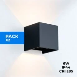 Pack De 2 Apliques De Pared "KURTIN" 6W Apertura De Luz Regulable Negro