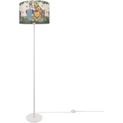 Paco Home Luminaria Habitación Infantil Lámpara De Pie Animales Jungla Lámpara Pie E27 Una Pata Blanco, Verde (Ø38 Cm)