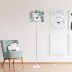 Paco Home Luminaria Habitación Infantil Lámpara De Pie Con Llama Lámpara De Pie E27  Una Pata Blanco,  Gris (Ø38 Cm) -Trio Ventas 61150840 2