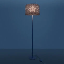 Paco Home Luminaria Habitación Infantil Lámpara De Pie Estrellas Deco Lámpara Pie E27  Una Pata Blanco,  Gris (Ø38 Cm) -Trio Ventas 61151031 3