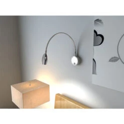 Lámpara De Pared Moderna LED Con Manguera Plateada Con Interruptor, Brazo Flexible, Iluminación Interior, Lectura De Cabecera, Pintura De Estudio -Trio Ventas 61176803 2