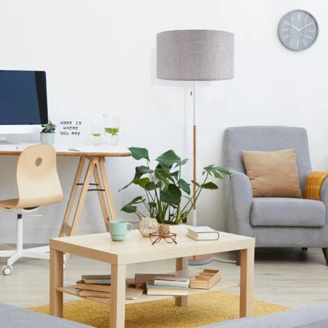 Paco Home Lámp. Pie Salón Lumin. Pie Escandinavo Pantalla Cable Textil Interr. Cadena E27 Gris (Ø45.5 Cm), Luminaria De Pie Blanco/madera 5 Paco Home Lámp. Pie Salón Lumin. Pie Escandinavo Pantalla Cable Textil Interr. Cadena E27 Gris (Ø45.5 Cm), Luminaria De Pie Blanco/madera - Imagen 3