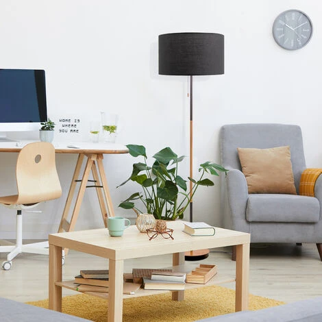 Paco Home Lámp. Pie Salón Lumin. Pie Escandinavo Pantalla Textil Cable Textil Interr. E27 Negro (Ø38 Cm), Luminaria De Pie Negro/madera 4 Paco Home Lámp. Pie Salón Lumin. Pie Escandinavo Pantalla Textil Cable Textil Interr. E27 Negro (Ø38 Cm), Luminaria De Pie Negro/madera - Imagen 2