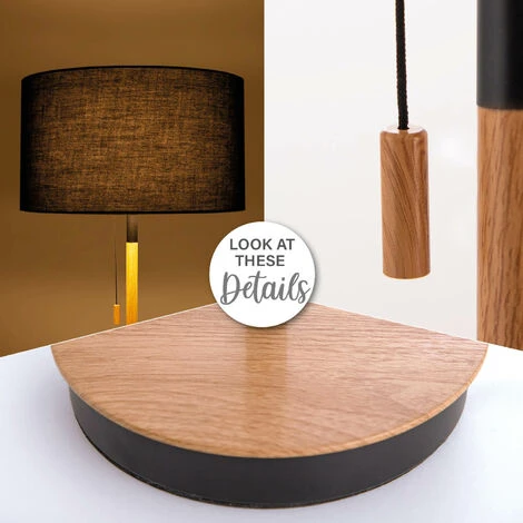 Paco Home Lámp. Pie Salón Lumin. Pie Escandinavo Pantalla Textil Cable Textil Interr. E27 Negro (Ø38 Cm), Luminaria De Pie Negro/madera 6 Paco Home Lámp. Pie Salón Lumin. Pie Escandinavo Pantalla Textil Cable Textil Interr. E27 Negro (Ø38 Cm), Luminaria De Pie Negro/madera - Imagen 4